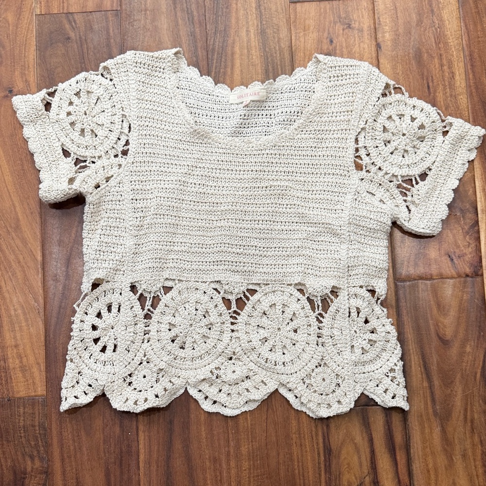 Solitaire Cream Crochet Lace Top
